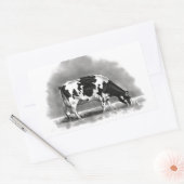 ホルスタイン牛の放牧:現実主義鉛筆スケッチ 長方形シール (封筒)