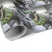 ホルスタイン牛の白熱［赤熱］光を放つクリスマスリース ラッピングペーパー (ロールコーナー)