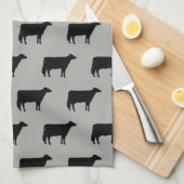 ホルスタイン牛はパターン黒および灰色のシルエットを描きます キッチンタオル (四つ折り)