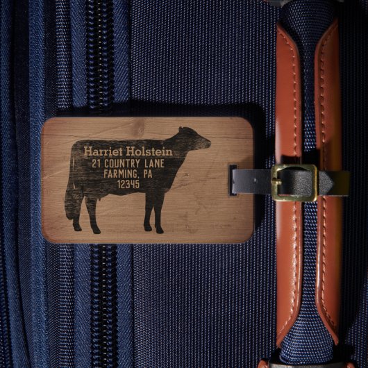 ホルスタイン牛シルエットファームパーソナライズされた動物 ラゲッジタグ (正面インサイチュ4)
