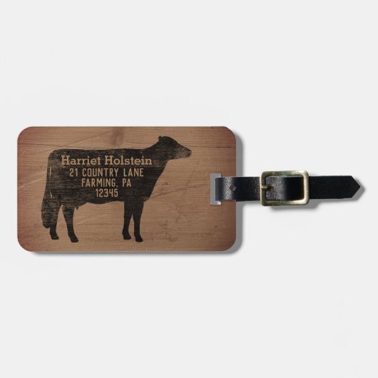 ホルスタイン牛シルエットファームパーソナライズされた動物 ラゲッジタグ (正面横)