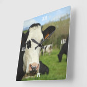 ホルスタイン牛 スクエア壁時計 (傾斜)