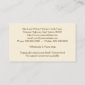 ホルスタイン酪農場か肉牛の写真 名刺 (裏面)