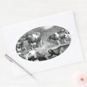 ホルスタイン・フレシアン・ウシ・フレシアン・ウシ 楕円形シール (封筒)