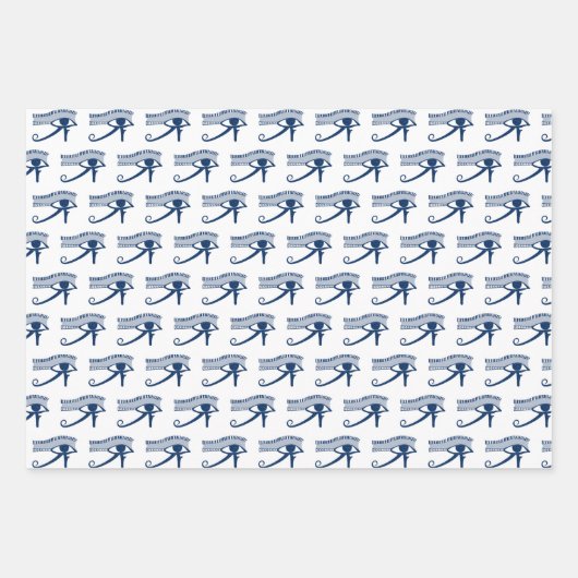 ホルスブルーアミュレットのエジプトの目 ラッピングペーパーシート (正面)