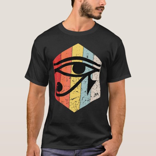 ホルスヴィンテージレトロ眼ホルス古代E Tシャツ (正面)