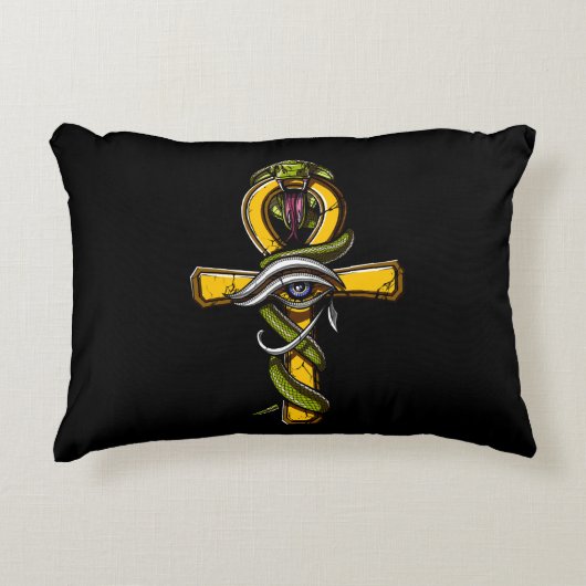 ホルス古代ヘビのシンボルのエジプトのアンクの目 アクセントクッション (正面)
