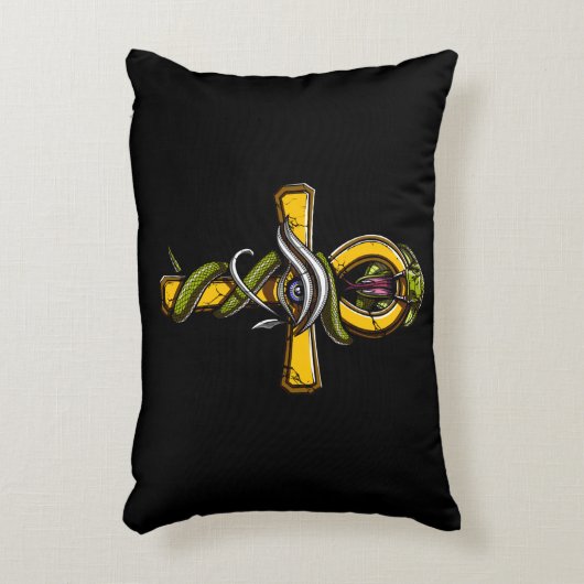 ホルス古代ヘビのシンボルのエジプトのアンクの目 アクセントクッション (正面(垂直))