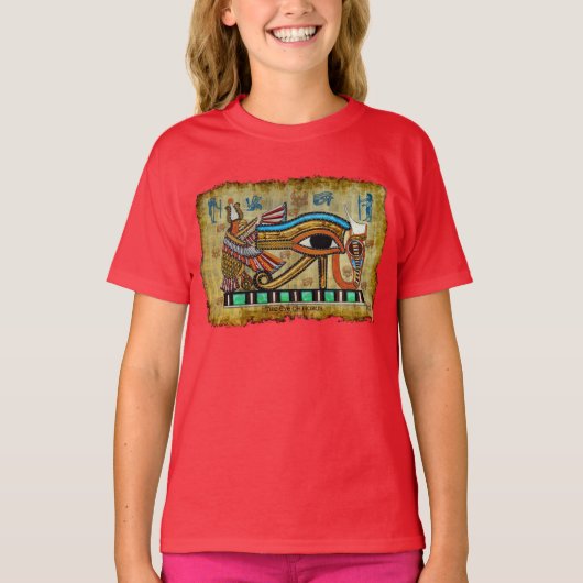 ホルス古美術デザイナーシャツのエジプトの目 Tシャツ (正面)