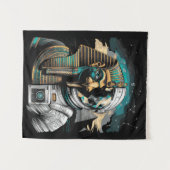 ホルス宇宙飛行士 – 古代の神々と宇宙探査 タペストリー (正面(横))