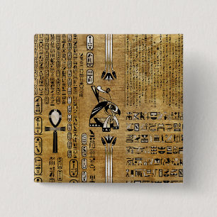 ホルス-エジプトのホール-金ゴールドと真珠 缶バッジ