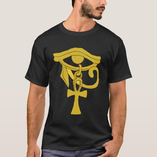ホルス・エジプト美術グラフィックのアンクの目 Tシャツ (正面)