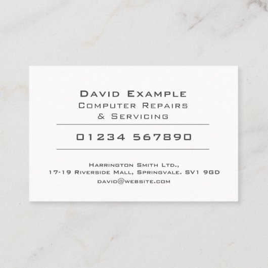 ホルダーの写真によるコンピュータの修理 名刺 (裏面)