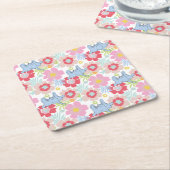 ホルトンはAを聞く | パステルフラワーパターン スクエアペーパーコースター (アングル)
