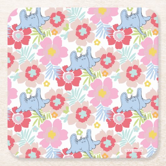 ホルトンはAを聞く | パステルフラワーパターン スクエアペーパーコースター (正面)