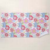 ホルトンはAを聞く | パステルフラワーパターン ビーチタオル (正面)