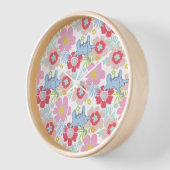 ホルトンはAを聞く | パステルフラワーパターン 壁時計 (傾斜)