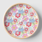 ホルトンはAを聞く | パステルフラワーパターン 壁時計 (正面)