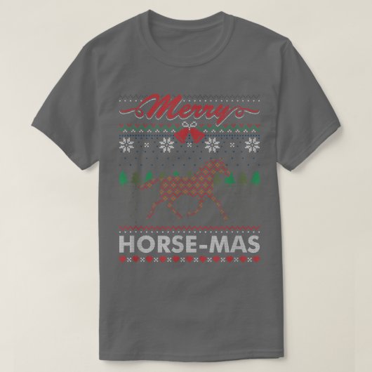 ホルメリーセマスホースライダー醜いクリスマスセーター Tシャツ (デザイン正面)