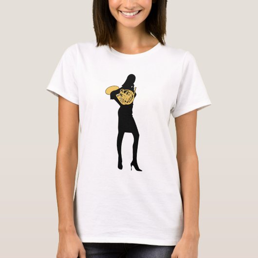 ホルンをフランスの持つ女性 Tシャツ (正面)