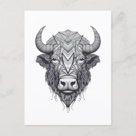 ホルンビソンバッファローブラックアンドホワイトポートレート ポストカード