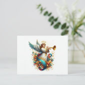 ホルン付きクリスマス天使 シーズンポストカード (スタンド正面)