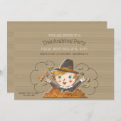 ホレイサンクスギビングの子供たちのパーティー 招待状 (正面/裏面)