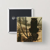 ホレーハロウィンブラックキャットヴィンテージラッカム 缶バッジ (正面&裏面)