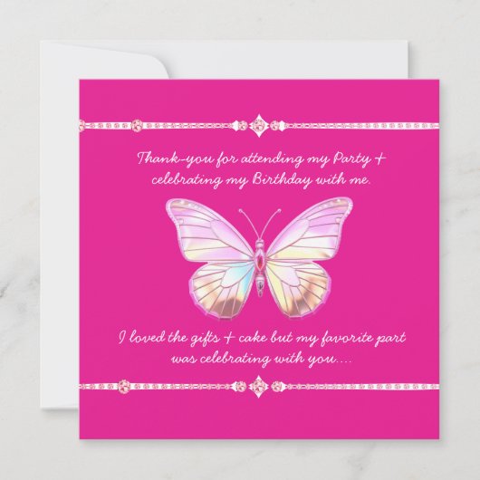ホロかわいらしダイヤモンドバタフライフラットサンキューカード サンキューカード (正面)
