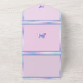 ホロかわいらしバタフライオールインワン誕生日招待状 オールインワン招待状 (外側)