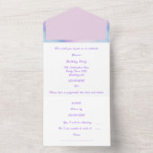 ホロかわいらしバタフライオールインワン誕生日招待状 オールインワン招待状 (内側)