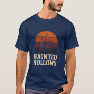ホロウズ レトロ サンセット シャツ、スプーキー ツリー ハロウィン Tシャツ