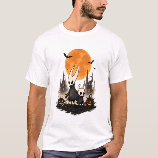 ホロウナイト ハロウィン スプーキー 月 かぼちゃ ゲーミング Tシャツ (正面)