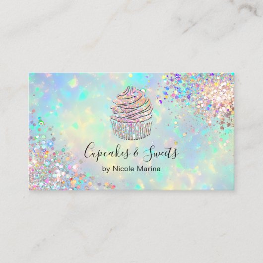 ホロエレガントグフェイク・オパール・カップケーキベーカリーシェフ 名刺 (正面)