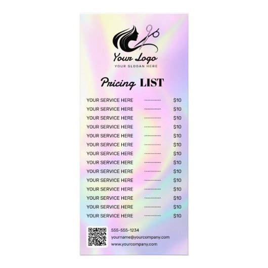 ホロエレガントグラフィックヘアサロンロゴ価格表 ラックカード (正面)