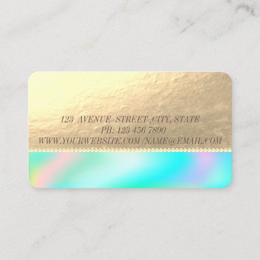 ホロエレガントグラフェイクフィック金ゴールド、真珠 名刺 (裏面)