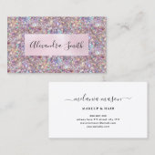 ホロエレガントフィックパープルグリッターメイクアップアーティスト 名刺 (正面/裏面)