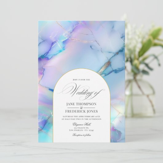 ホロエレガントフェイクグ大理石結婚の 招待状 (スタンド正面)