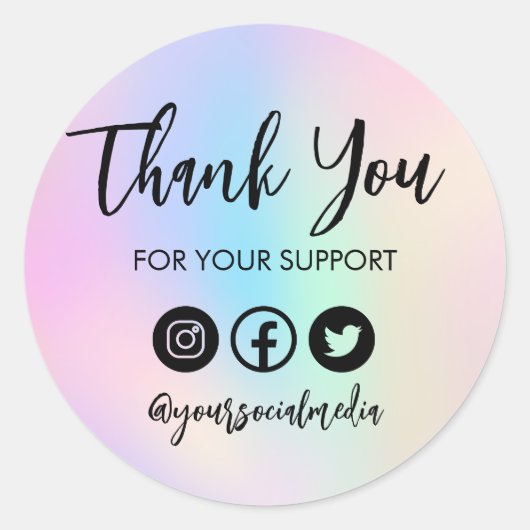 ホロカラフルトレンディーフェイクThank You Media Insert ラウンドシール (正面)