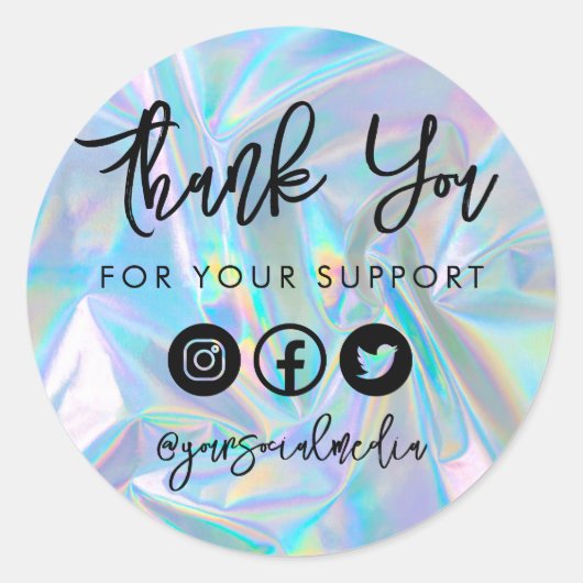 ホロカラフルフェイクトレンディーサンキュークラシックラウンド ラウンドシール (正面)