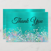 ホロガーリーグリッターターコイズ箔 サンキューカード (正面/裏面)