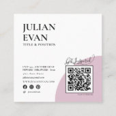 ホロガーリーフィックQRコード正方形ピンク スクエア名刺 (裏面)