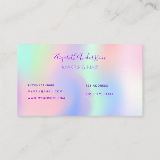 ホロクラピアのユニコーンのピンクの釉薬メイクアップのヘアスター 名刺 (裏面)