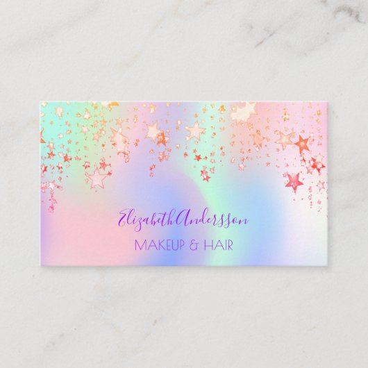 ホロクラピアのユニコーンのピンクの釉薬メイクアップのヘアスター 名刺 (正面)