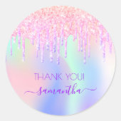 ホロクラピックのユニコーングリッター感謝していが誕生日をドリップ ラウンドシール (正面)