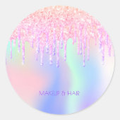 ホロクラピックグリッタードリップグラームメイクアップ髪 ラウンドシール (正面)