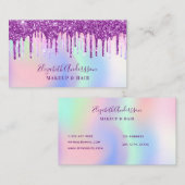 ホロクラピックピンクの紫色のメイクアップ毛 名刺 (正面/裏面)