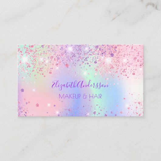 ホロクラピックピンクの紫色のメイクアップ毛 名刺 (正面)