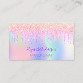 ホロクラピックピンク紫色メイクアップヘアqrコード 名刺 (正面)