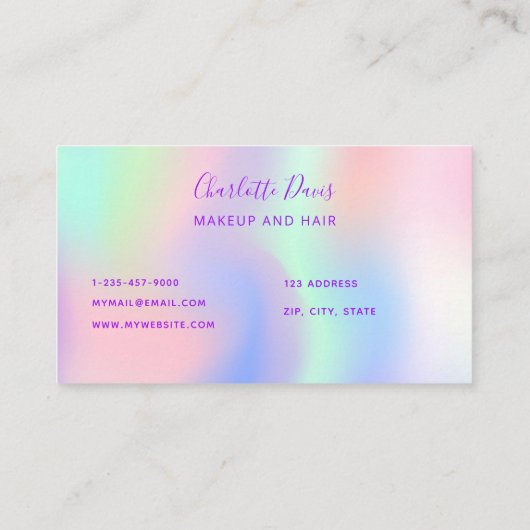 ホロクラプシスグリッターモノグラムのメイクアップヘア 名刺 (裏面)